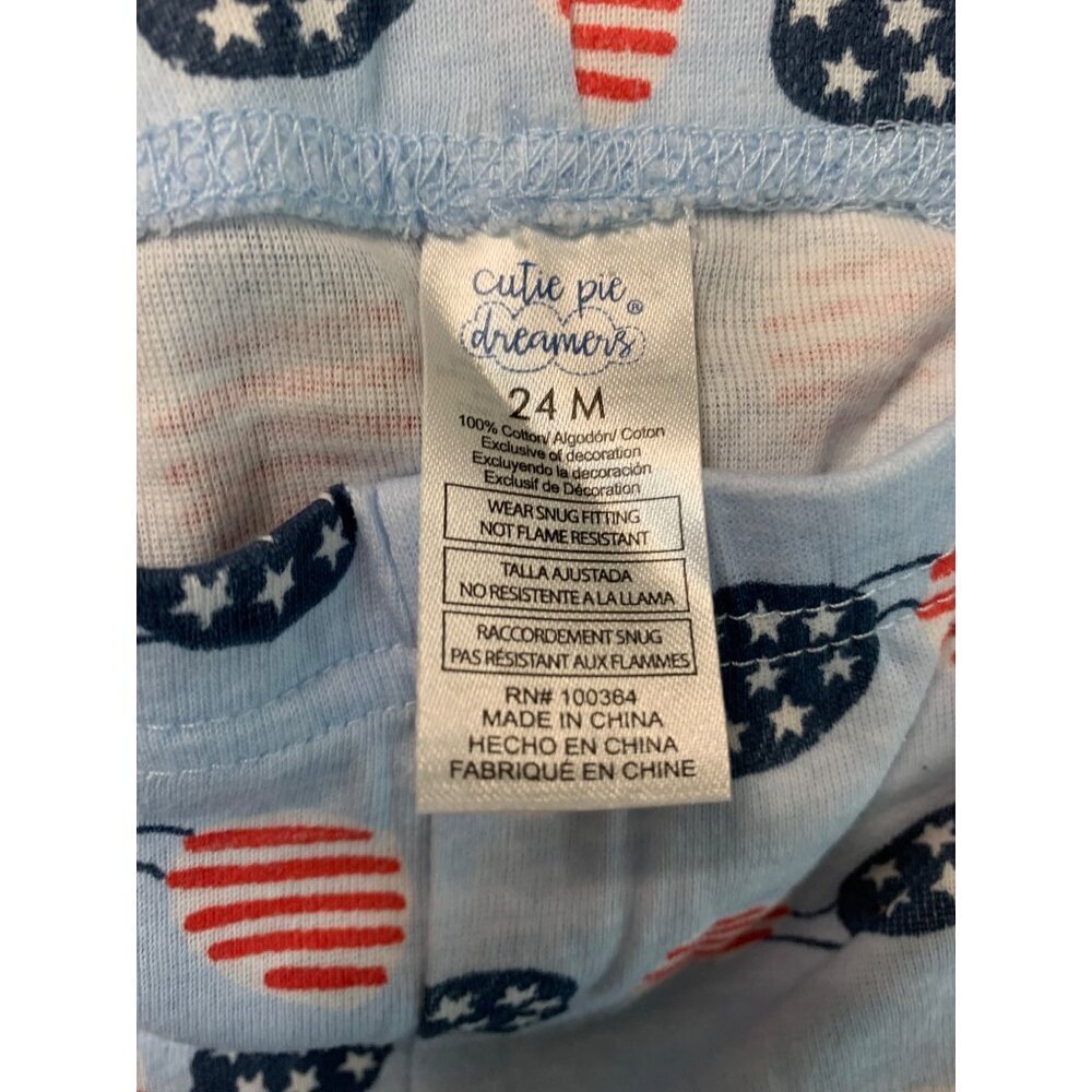NWOT Cutie Pie Pajama Pants Baby Size 24 Months Blue Sunglasses Patriotic AD3 - Picture 4 of 5